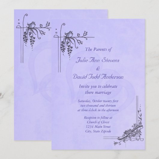  lavender Wedding Kaart (Voorkant / Achterkant)