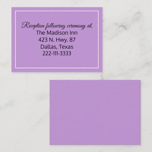 Lavender Wedding-kaarten Informatiekaartje (Voorkant / Achterkant)