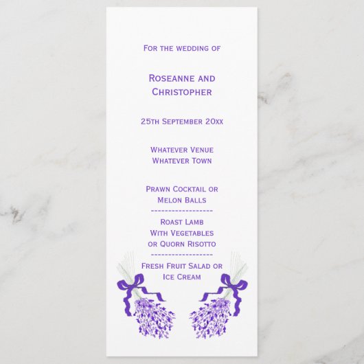 Lavender Wedding Menu (Achterkant)