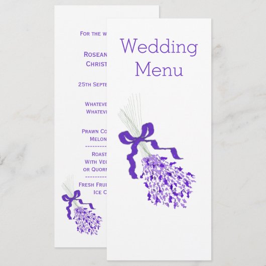 Lavender Wedding Menu (Voorkant / Achterkant)