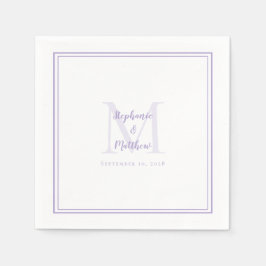 Lavender Wedding Monogram Modern Initial & Names Servet