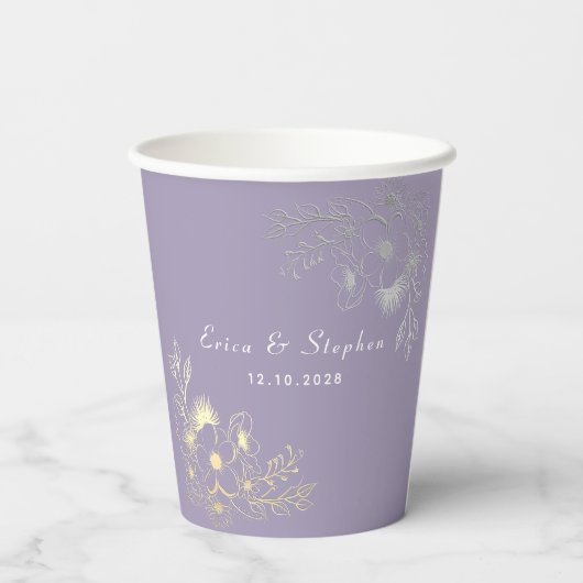 Lavender Wedding Papieren Bekers (Achterkant)