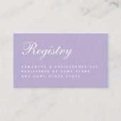 Lavender Wedding Registry Simple Script Paars Informatiekaartje (Voorkant)