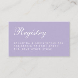 Lavender Wedding Registry Simple Script Paars Informatiekaartje