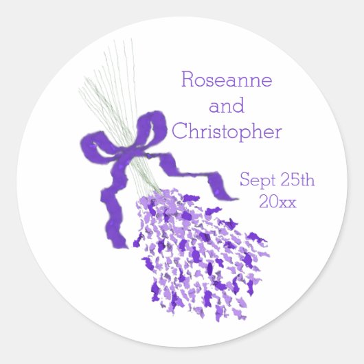 Lavender Wedding Ronde Sticker (Voorkant)