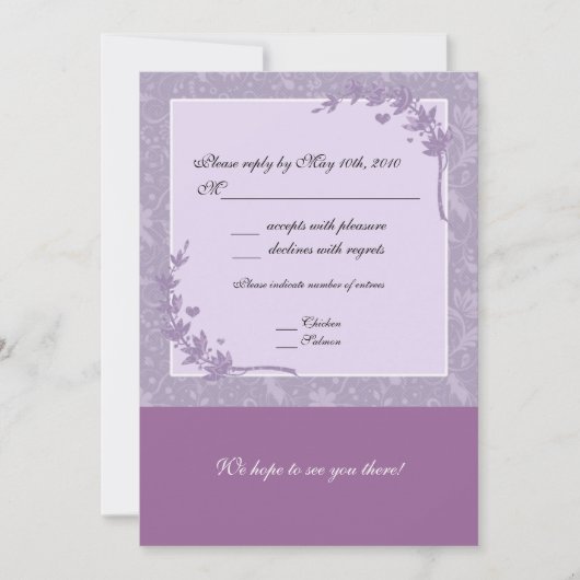 Lavender Wedding RSVP Note Kaart (Voorkant)