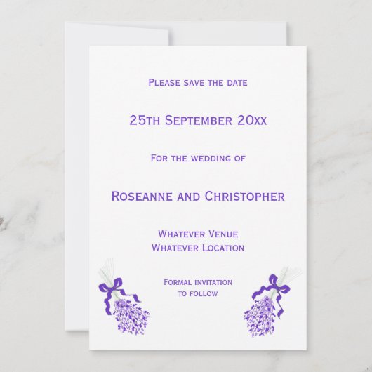 Lavender Wedding Save The Date (Achterkant)