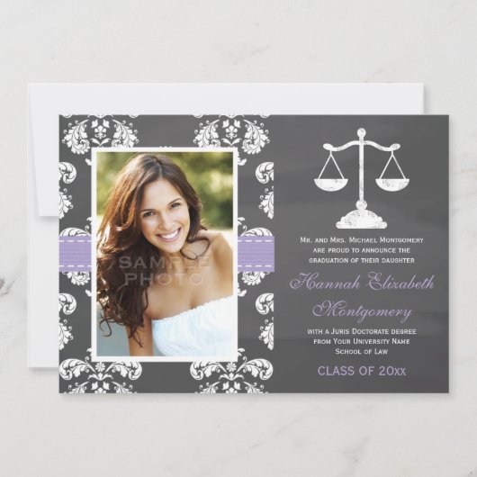 LAVENDER WET SCHOOL CHALKBOARD AFSTUDEREN KAART (Voorkant)