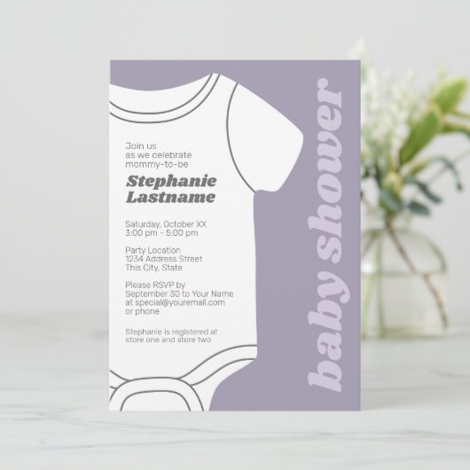 Lavender Whimsical Gender Neutral Baby shower Kaart (Staand voorkant)