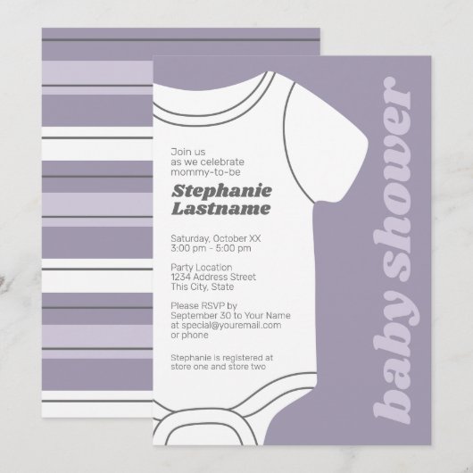 Lavender Whimsical Gender Neutral Baby shower Kaart (Voorkant / Achterkant)