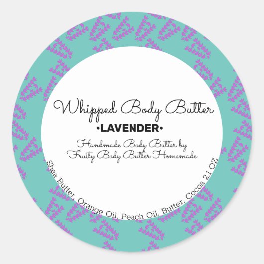 Lavender Whip Body Butter Bath Branding Packaging Ronde Sticker (Voorkant)