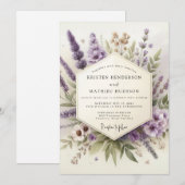 Lavender Whispering Flora Wedding Kaart (Voorkant / Achterkant)