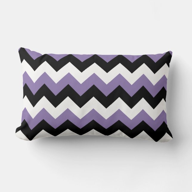 Lavender White Black Zigzag Kussen (Voorkant)