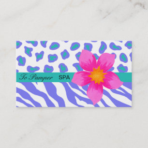Lavender, White, Blauwgroen Floral Zebra & Cheetah Visitekaartje