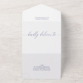 Lavender White Delicate Calligraphy Wedding All In One Uitnodiging (Buitenkant)