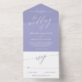 Lavender White Delicate Calligraphy Wedding All In One Uitnodiging (Binnen)