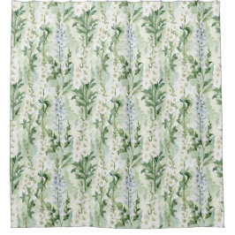 Lavender White Delphinium Flowers Bridal Shower Douchegordijn