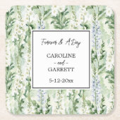 Lavender White Delphinium Flowers Bridal Wedding Kartonnen Onderzetters (Voorkant)