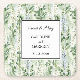 Lavender White Delphinium Flowers Bridal Wedding Kartonnen Onderzetters