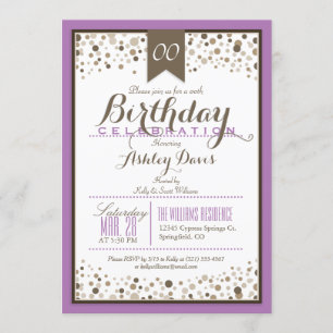 Lavender, White en Taupe Modern Birthday Party Kaart