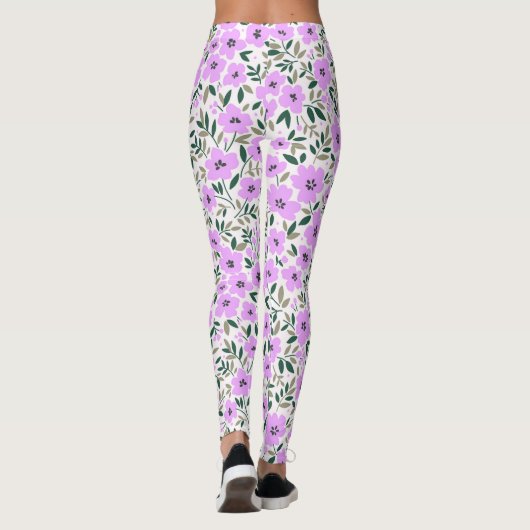 Lavender White Floral Patterned | LEGGINGS (Achterkant)