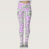 Lavender White Floral Patterned | LEGGINGS (Voorkant)