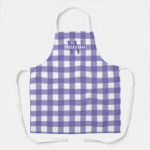 Lavender White Gingham Name & Initiaal Schort (Voorkant)