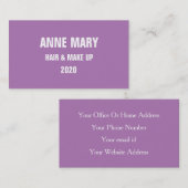 Lavender White Hair & make Up Modern Paars 2020 Visitekaartje (Voorkant / Achterkant)