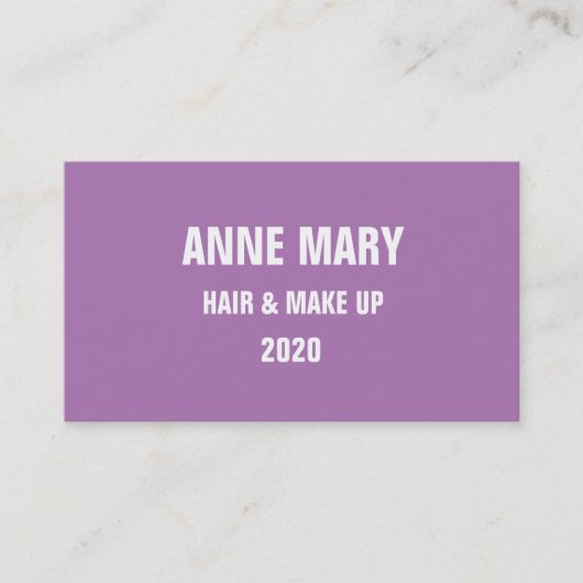 Lavender White Hair & make Up Modern Paars 2020 Visitekaartje (Voorkant)