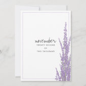 Lavender White handgeschreven script florale bruil Kaart (Achterkant)