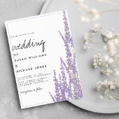 Lavender White handgeschreven script florale bruil Kaart