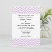 Lavender White Herringbone Wedding Invitation Kaart (Staand voorkant)