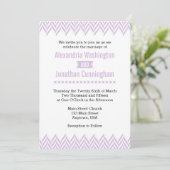 Lavender White Herringbone Wedding Invitation Kaart (Staand voorkant)
