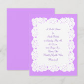Lavender White Lace Doily Bridal Shower Invitation Kaart (Voorkant / Achterkant)