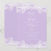 Lavender & White Lace Elegant Wedding Kaart (Voorkant / Achterkant)