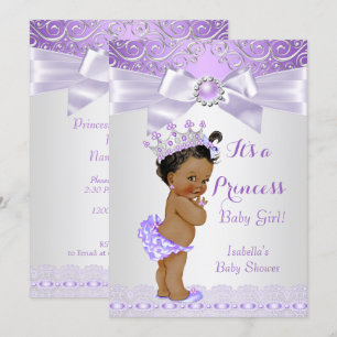 Lavender White Lila Princess Baby shower Etnische Kaart