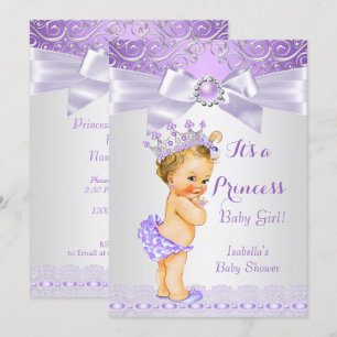 Lavender White Lila Prinses Baby shower Blonde Kaart