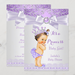 Lavender White Lila Prinses Baby shower Brunette Kaart
