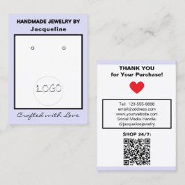 Lavender White Logo Jewelry Earrings QR Code Visitekaartje