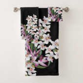 Lavender & White Orchid Flowers Bath Towel Set Bad Handdoek (Insitu)