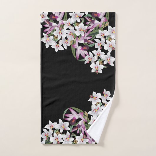 Lavender & White Orchid Flowers Bath Towel Set Bad Handdoek (Handdoek)