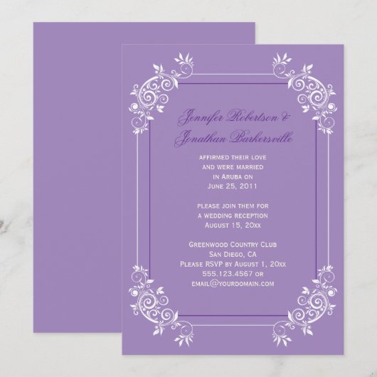  lavender White Paars Swirls Post Weddenschap Kaart (Voorkant / Achterkant)