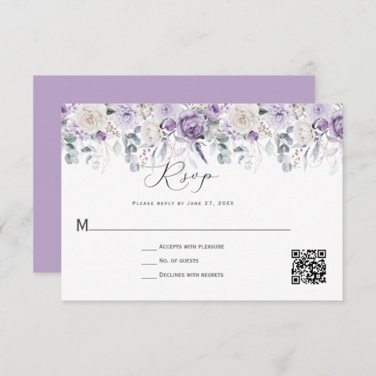 Lavender White Peonies Roses Floral Save The Date (Voorkant / Achterkant)