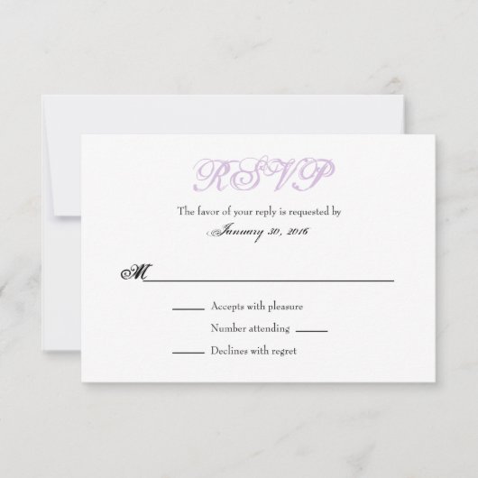 Lavender White Plain Simple Wedding RSVP-kaarten RSVP Kaartje (Voorkant)