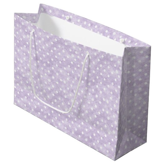 Lavender White Polka Dots Birthday Groot Cadeauzakje (Voorkant Gekanteld)