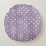Lavender White Polka Dots Birthday Rond Kussen<br><div class="desc">Lavender White Polka Dots Birthday</div>