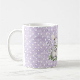 Lavender White Polka Dots Bunny Rabbit Love Koffiemok