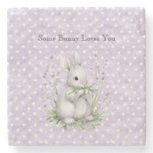 Lavender White Polka Dots Bunny Rabbit Love