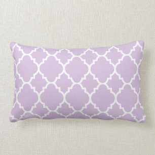Lavender White Quatrefoil Moroccan Pattern Kussen
