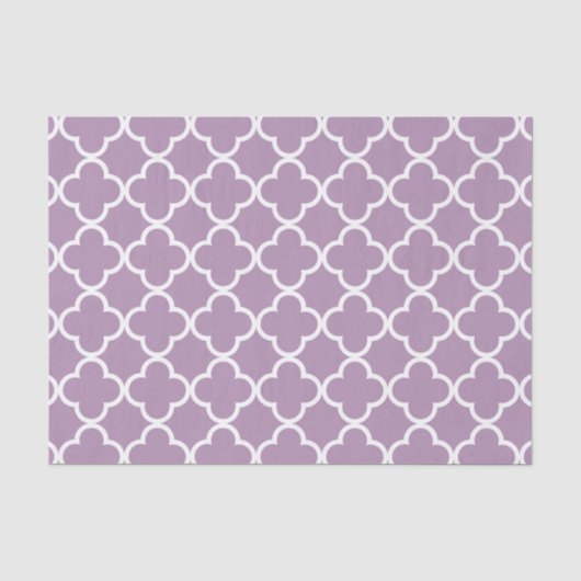 Lavender White Quatrefoil Moroccan Pattern Tissuepapier (Voorkant)